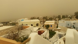 View from our hotel roof during the height of the storm. Which way is the water?!