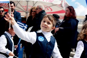 Children's Parade through the Thira main square on Good Friday, Santorini, Greece