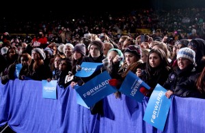 Barack Obama supporters wait for his arrival at a campaign rally, Bristow, Virginia